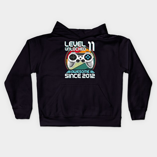 level 11 unlocked awesome 2012 video game 11th birthday Kids Hoodie by denvau123